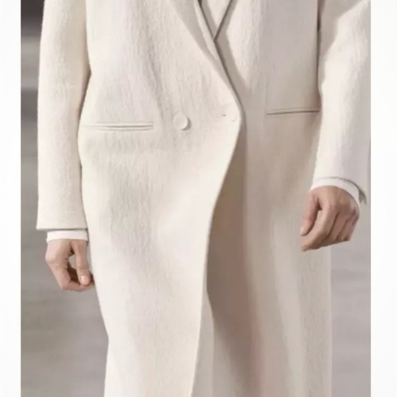 MINIMALIST WOOL BLEND COAT ZW COLLECTION ECRU. Size M, L - Picture 9 of 11